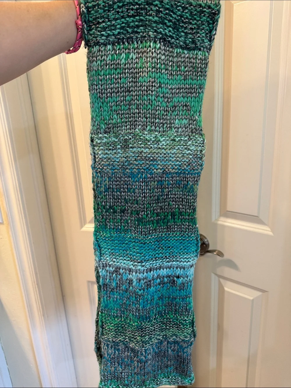 The Limited Knit Infinity Scarf in Teal and Gray